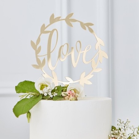 Gold Acrylic Love Cake Topper GO-104 Ginger Ray