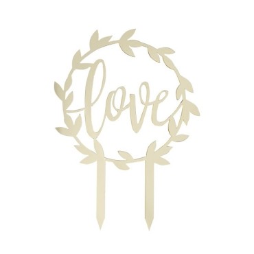 Gold Acrylic Love Cake Topper GO-104 Ginger Ray