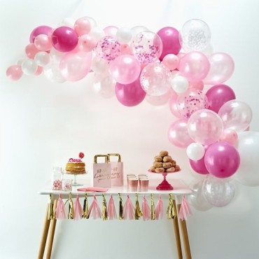 Rosa Ballongirlande - Balloon Arch Kit Pink Ginger Ray BA-301