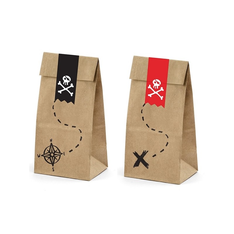 PartyDeco Pirates Party Treat Bags, 6 pcs