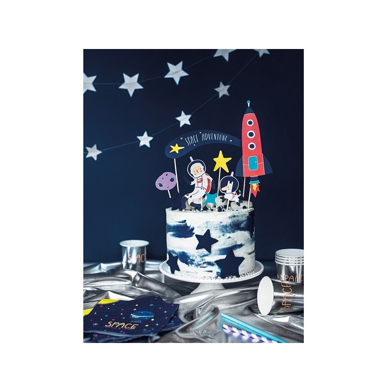 PartyDeco Space Party Cake Topper Set, 7 pcs