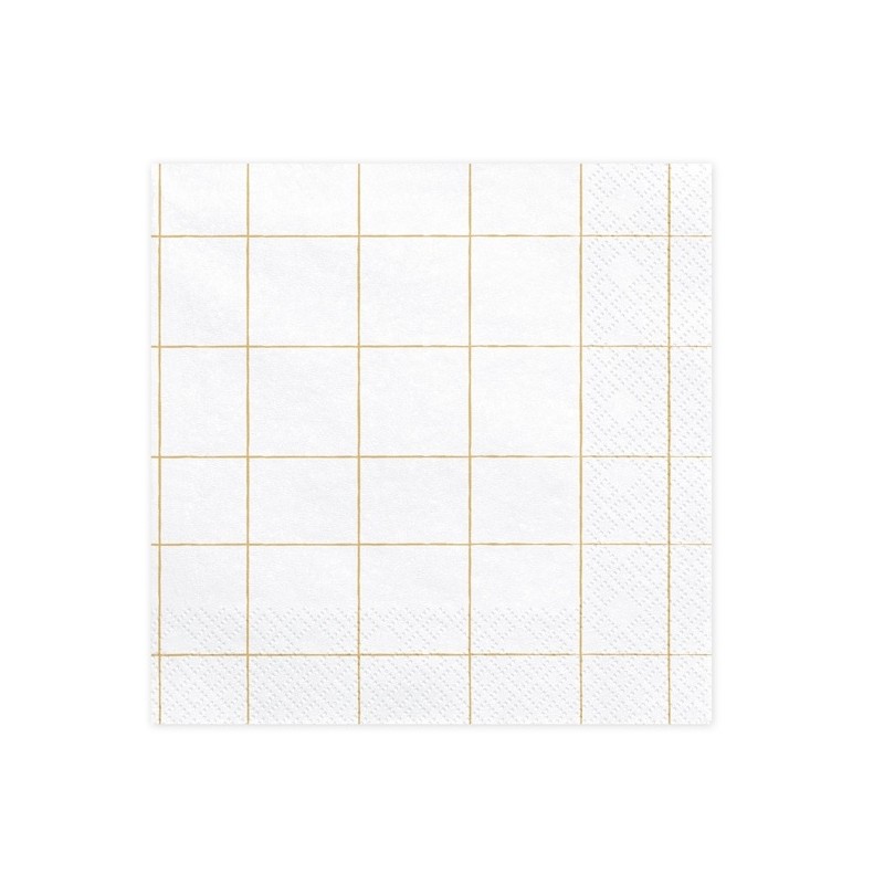 PartyDeco Gold Grid Napkins, 20 pcs