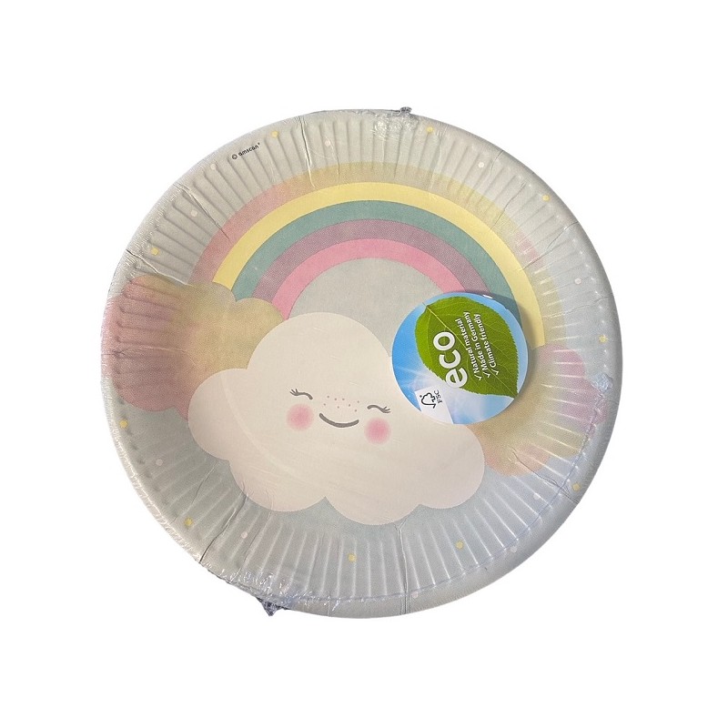 Amscan Rainbow & Cloud Plates, 8 pcs