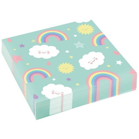 20 Amscan Rainbow & Cloud Paper Napkins