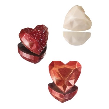 Martellato Polycarbonate Chocolate Mold, Diamond Heart 24 Cavities - MA1993