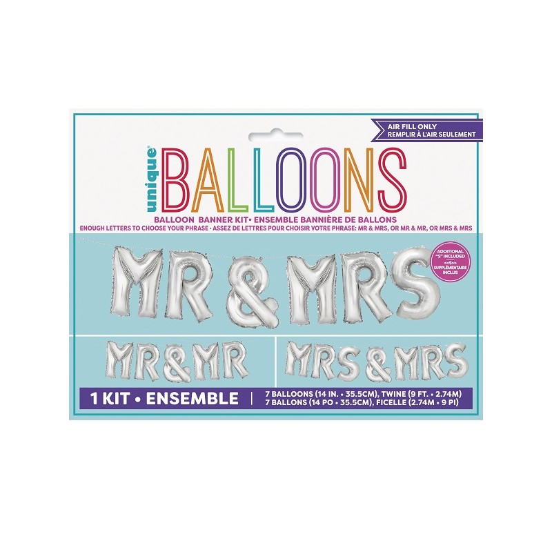 Unique Party Mr(s) & Mr(s) Foil Balloon Kit Silver