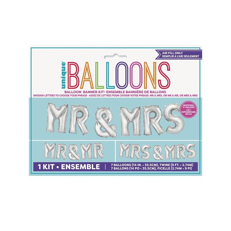 Unique Party Mr(s) & Mr(s) Folienballon Set Silber