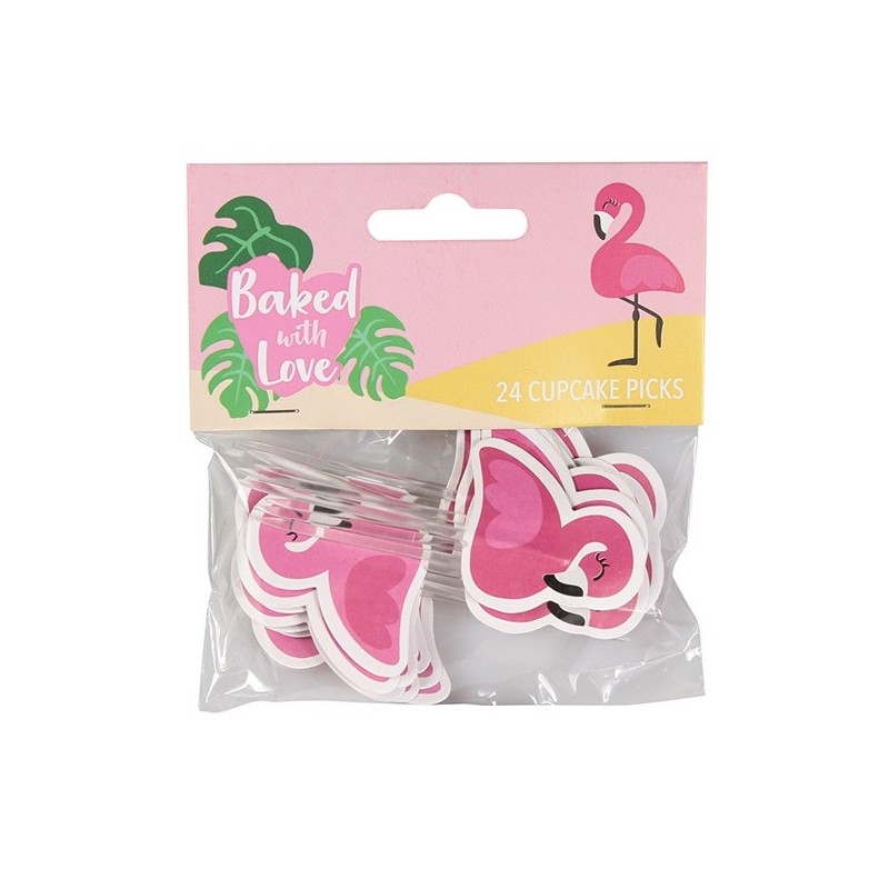 Cupcake Toppers Flamingo, 24 Stück