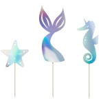 PartyDeco Mermaid Party Cake Topper, 3 Stück