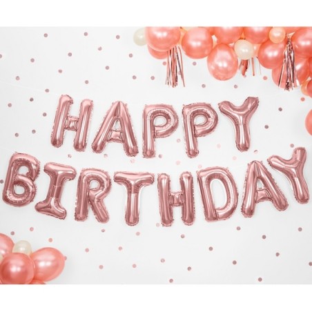 Happy Birthday Balloon Bunting Rosegold
