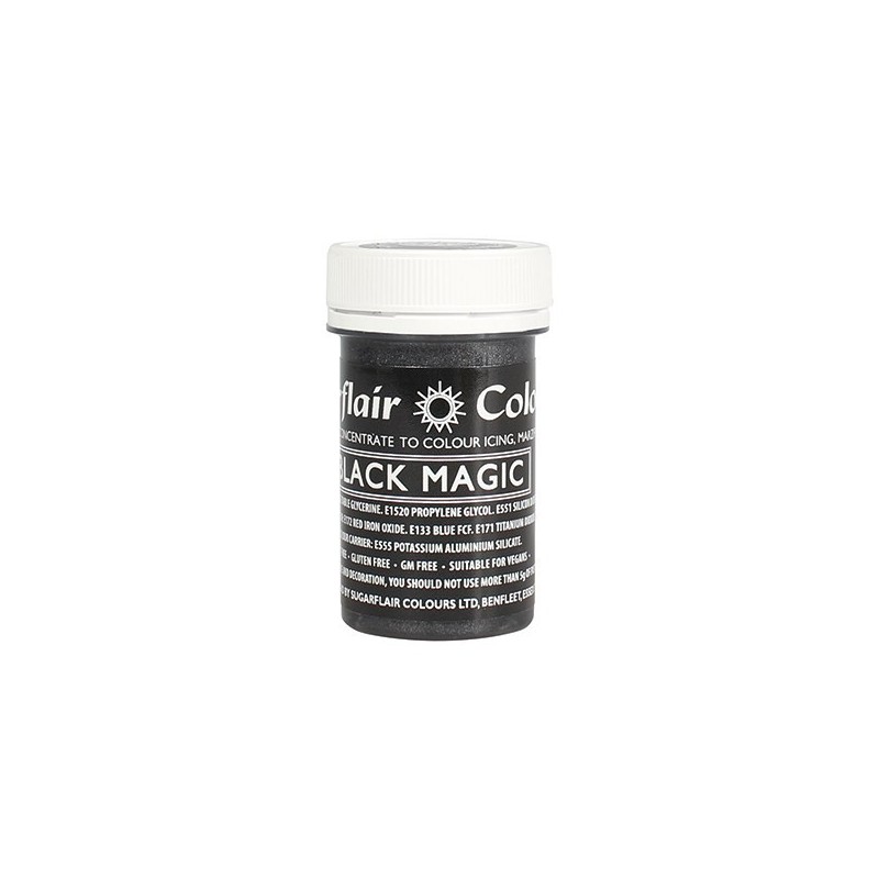 Sugarflair Satin Paste Colour - Black Magic, 25g