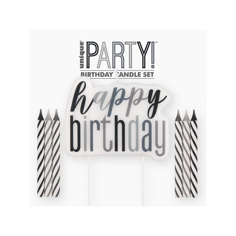 Unique Party Birthday Glitz Party Candles Set - Black/Silver Mix