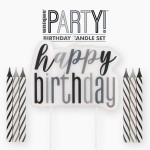 Unique Party Birthday Glitz Party Candles Set - Black/Silver Mix