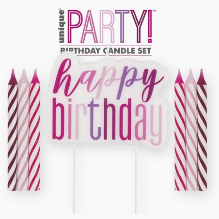 83888 Unique Party Candles Birthday Glitz Pink Mix 13pcs