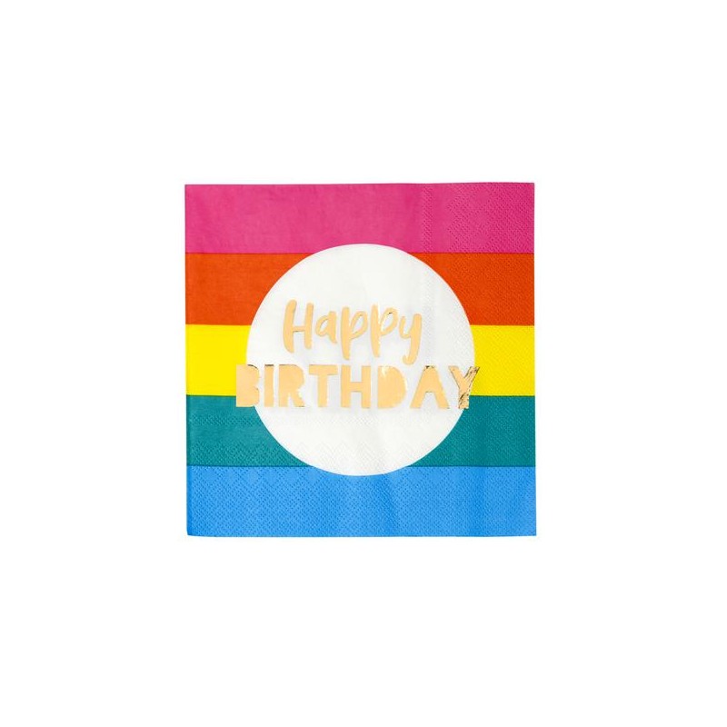 Talking Tables Happy Birthday Rainbow Paper Napkins, 16 pcs