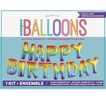 Unique Rainbow Happy Birthday Balloon Banner Kit 53697