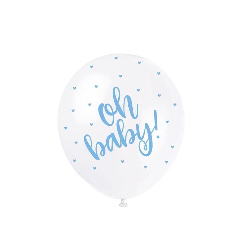 Unique Party Balloons Blue Oh Baby, 5 pcs