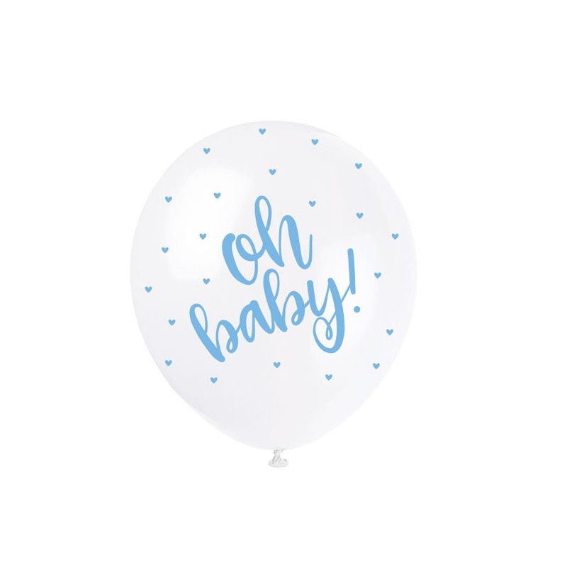 Unique Party Luftballon Blau Oh Baby, 5 Stück