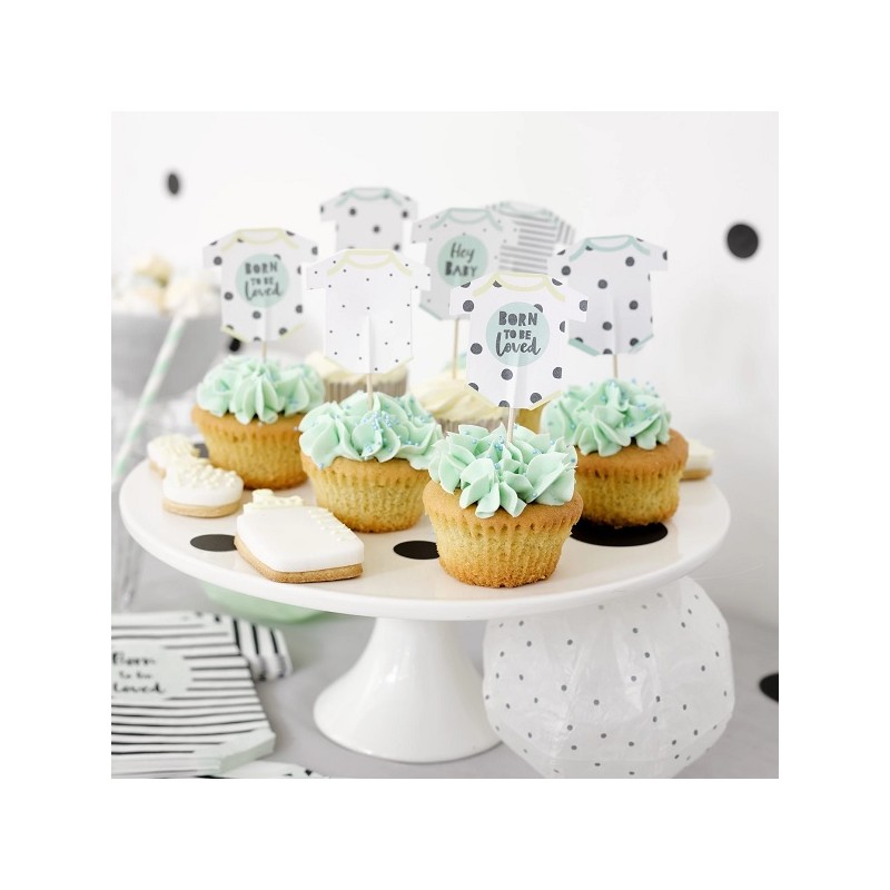 Talking Tables Born To Be Loved Cake Topper, 12 Stück