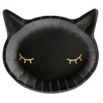 PartyDeco Halloween Katzen Teller, 6 Stück