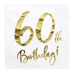 PartyDeco 60th Birthday Napkins, 20 pcs