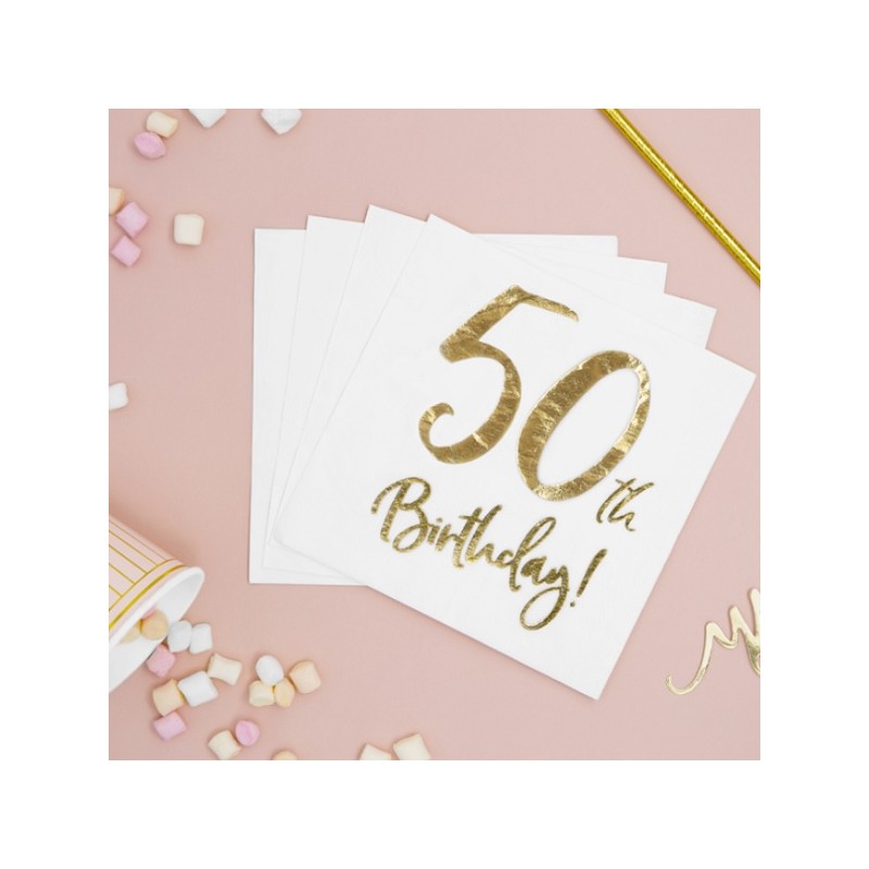 PartyDeco 50th Birthday Napkins, 20 pcs