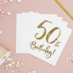 PartyDeco 50th Birthday Napkins, 20 pcs