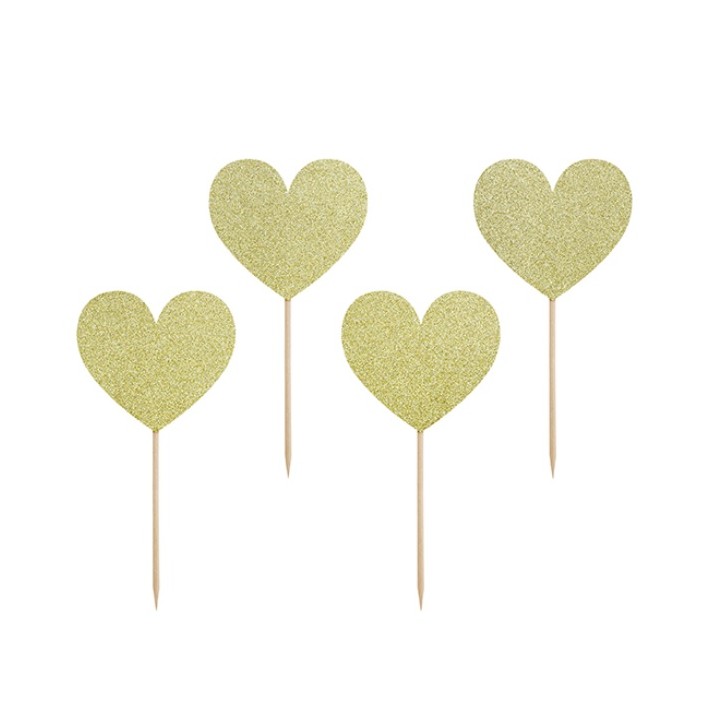 Herz Cupcaketopper Gold 6 Stück Herz Cupcaketopper Gold 6 Stück