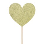 PartyDeco Cupcake Topper Glitter Hearts Gold, 6 Stück