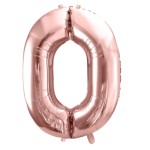 PartyDeco 80cm Number 0 Balloon Rose Gold