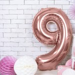 PartyDeco 80cm Number 9 Balloon Rose Gold