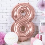 PartyDeco 80cm Number 8 Balloon Rose Gold