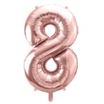 PartyDeco 80cm Number 8 Balloon Rose Gold