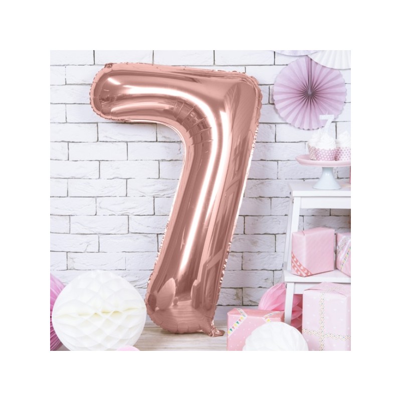 PartyDeco 80cm Number 7 Balloon Rose Gold