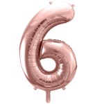 PartyDeco 80cm Rose Gold 6 Zahlenballon