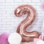 PartyDeco 80cm Number 2 Balloon Rose Gold
