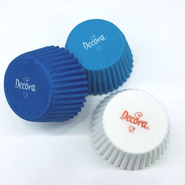 200 Decora Blue - White Mini Cupcake Liners 0339750