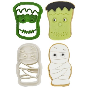 Monster Plätzchenausstecher mit Prägung 0255092 - Mumie & Frankenstein Kekse