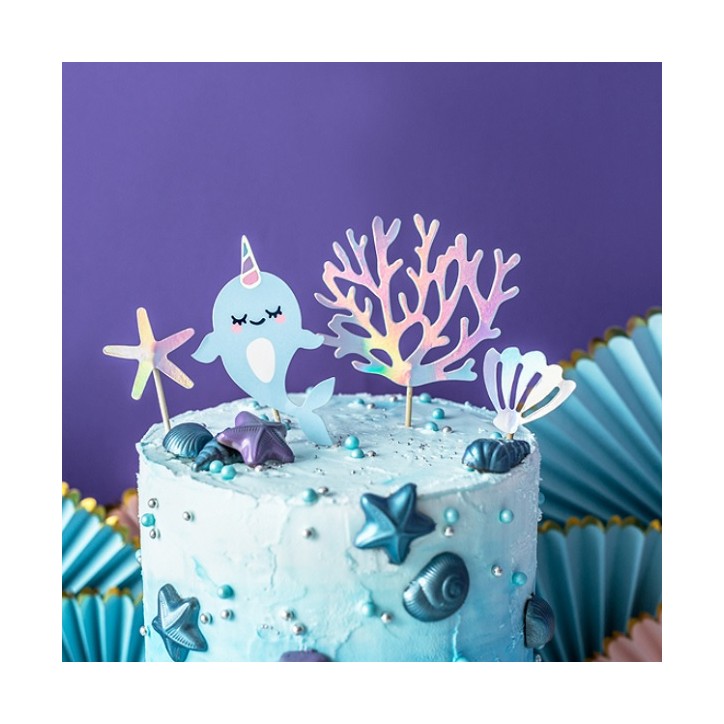 4 Narwhale Party Cupcake & Cake Topper KPT48 4 Narwhale Party Cupcake & Cake Topper KPT48