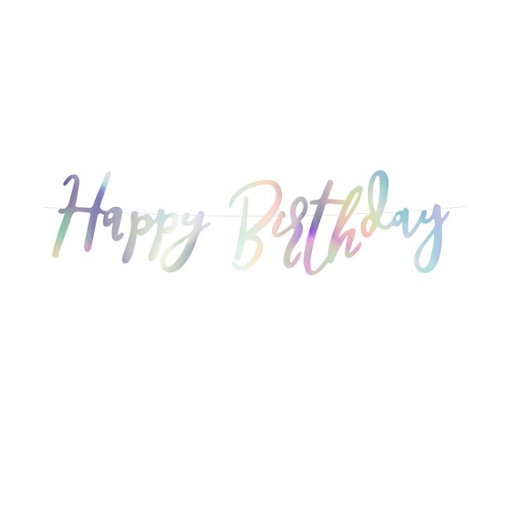 GRL75-017 Banner Happy Birthday iridescent 16.5x62cm GRL75-017 Banner Happy Birthday iridescent 16.5x62cm