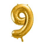 PartyDeco 80cm Gold 9 Zahlenballon