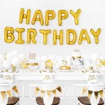 PartyDeco Gold Happy Birthday Napkins, 20 pcs