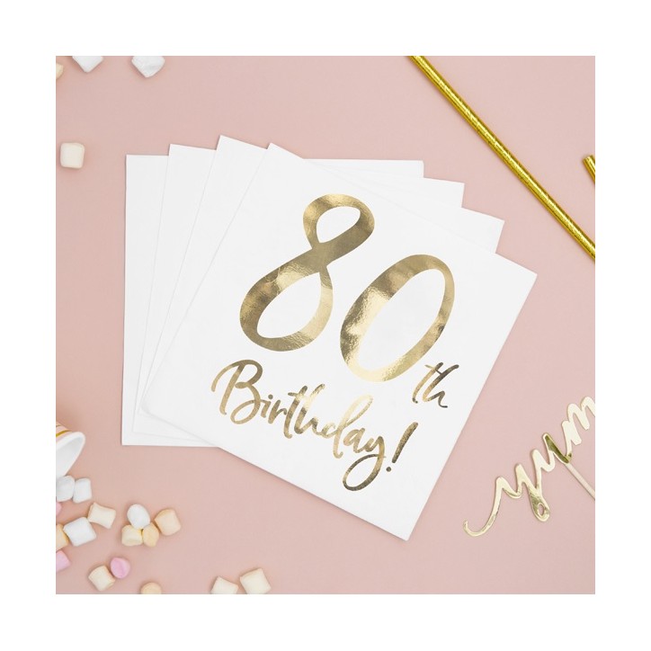 Napkins 80th Birthday Gold SP33-77-80-008