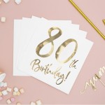 PartyDeco 80th Birthday Napkins, 20 pcs