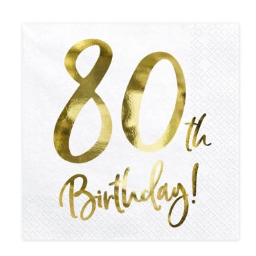 Napkins 80th Birthday Gold SP33-77-80-008