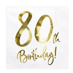 PartyDeco 80th Birthday Napkins, 20 pcs