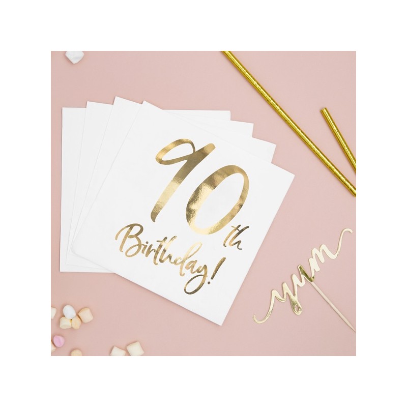 PartyDeco 90th Birthday Napkins, 20 pcs