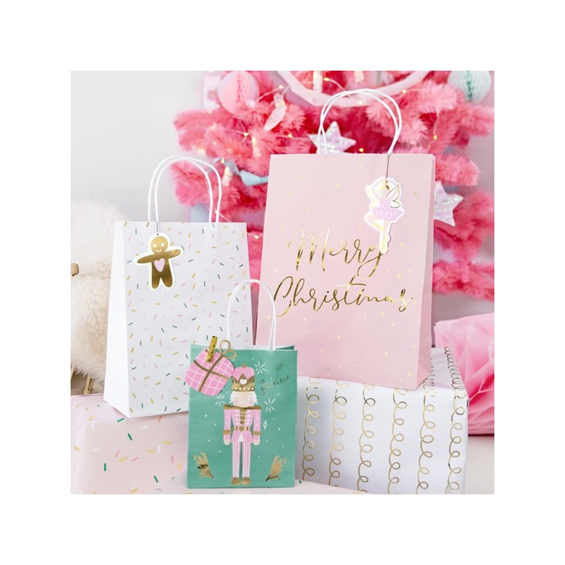 PartyDeco Merry Christmas Gift Bags, 3 pcs