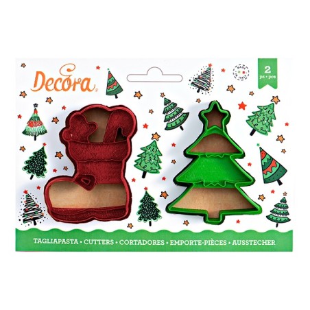 Decora Weihnachten Ausstecherset Stiefel & Baum mit Prägung