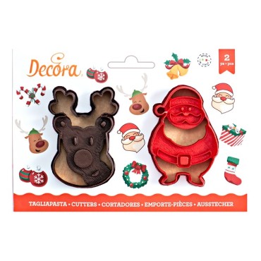 Santa Claus & Reindeer Cookie Cutters - Set of 2